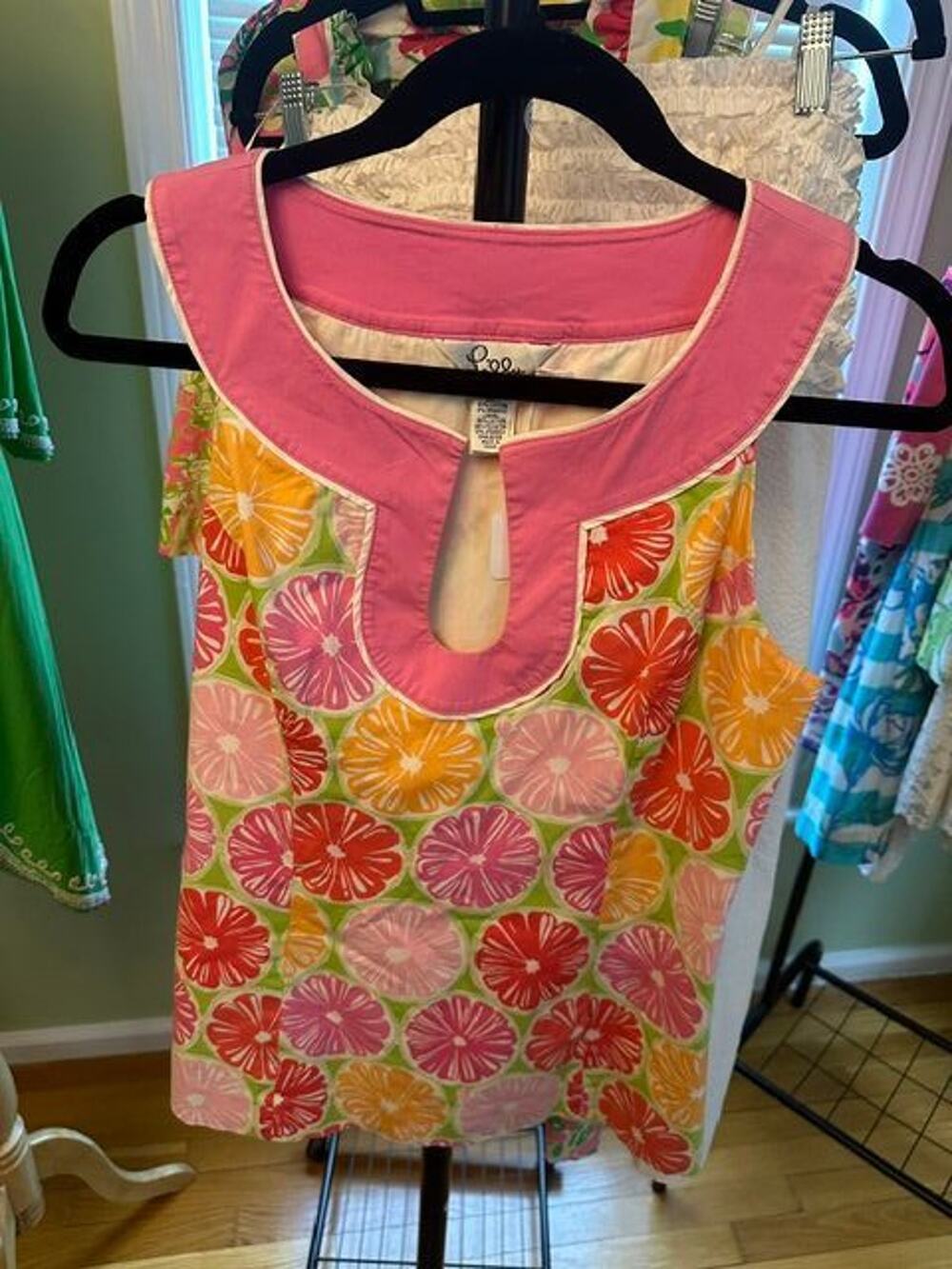 Lilly Pulitzer Vintage White Label Keyhole Top Grapefruit Juice Stand Sz 6 VGUC